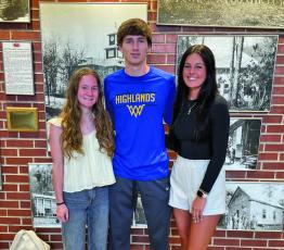Highlands’ Kasen Mitchell, Claire Worley and Mallory Shriver will attend the NCHSAA 1-A West regional track meet at Montreat College on Saturday.
