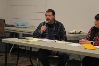 County commissioner John Shearl speaks during a public forum Thursday.