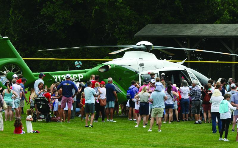 The arrival of the Mountain Area Medical Airlift helicopter was a crowd pleaser during the Highlands Fourth of July Celebration on Tuesday.