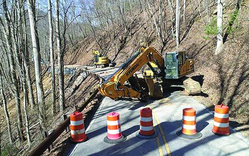 Photo by Patrick Taylor US64 reopened to vehicle traffic on Tuesday night following nearly a month of repairs to fix a section of road that was compromised by a landslide on Jan. 9. According to NCDOT officials, the repairs cost approximately $270,000.