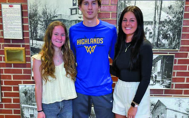 Highlands’ Kasen Mitchell, Claire Worley and Mallory Shriver will attend the NCHSAA 1-A West regional track meet at Montreat College on Saturday.