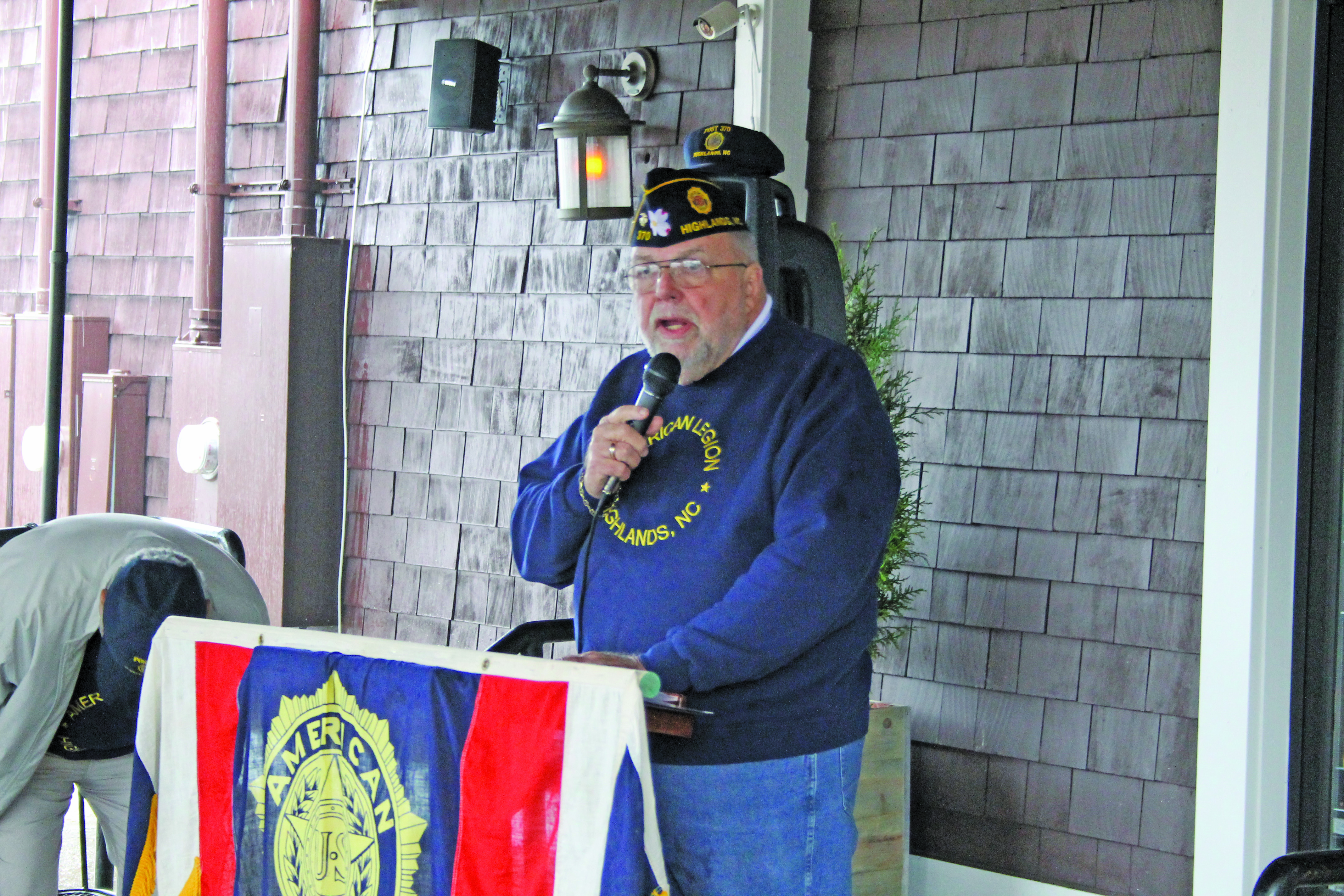 Post 370 Commander Ed McCloskey at the podium. Photo by Christopher Smith/Staff