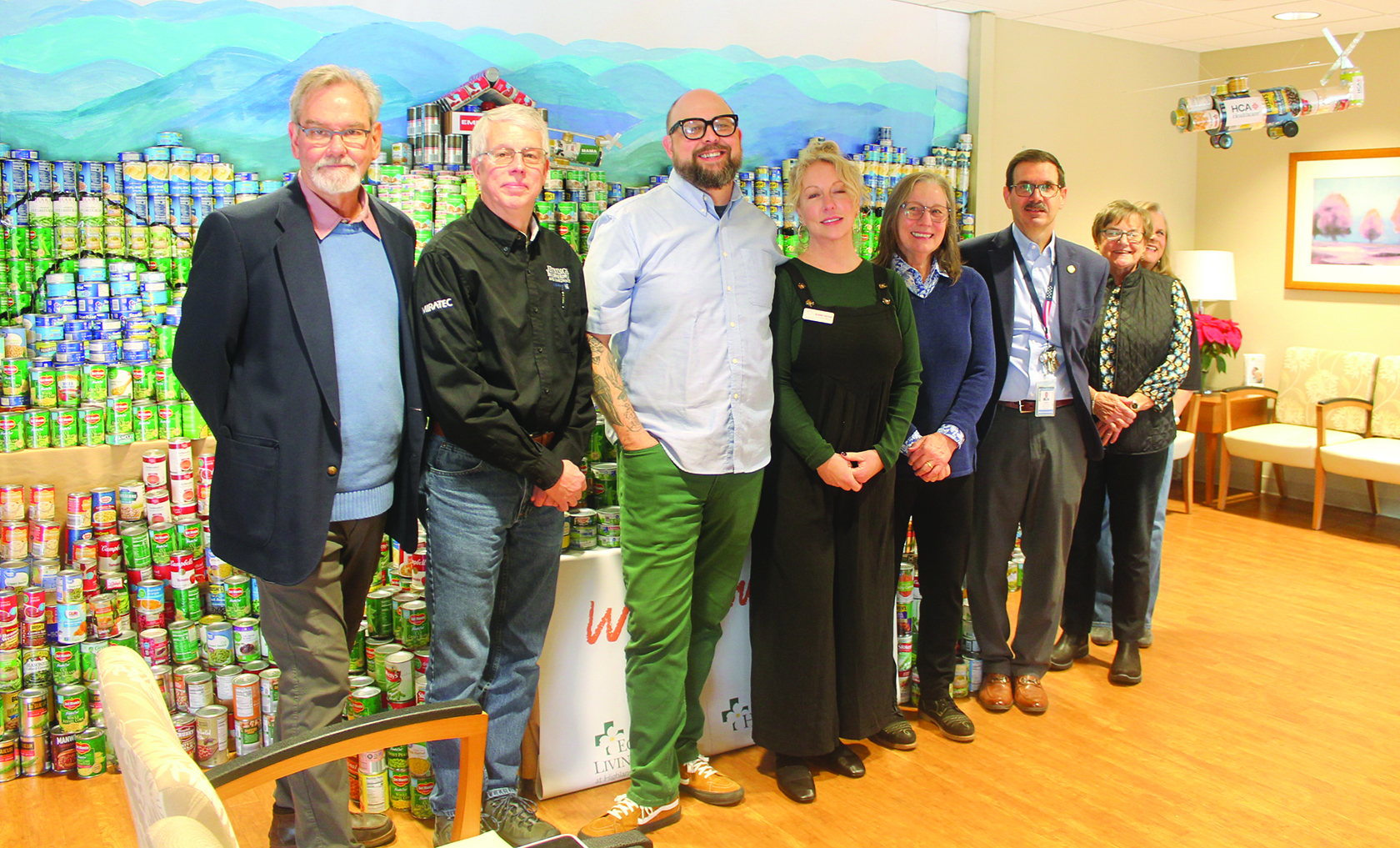 Representatives from Highlands Cashiers Hospital recently unveiled a canned good sculpture benefiting local food pantries.