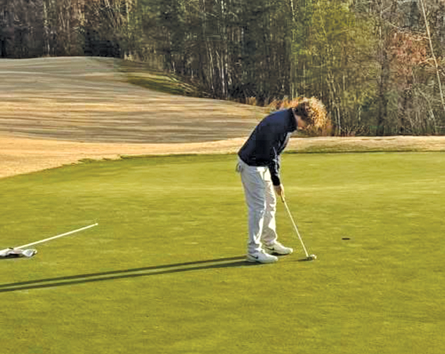 Sam Conner competing at Sequoyah National on Tuesday, March 3. He carded a 49, tying for second place.  |  Photo courtesy of Highlands School
