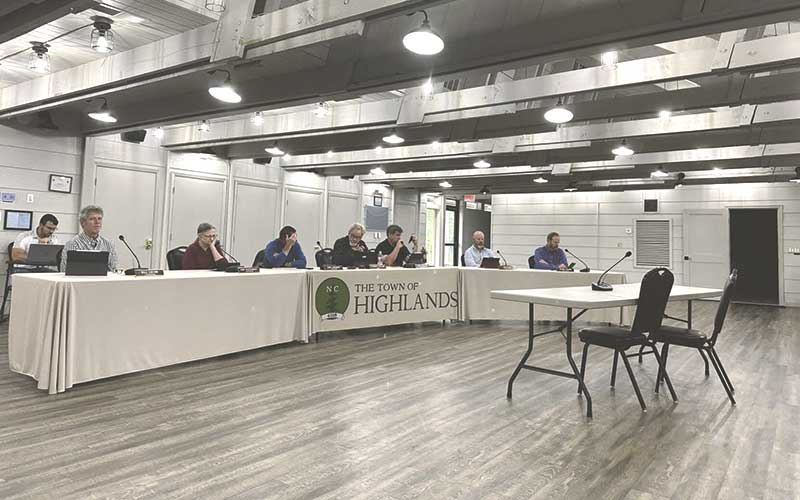 Photo by Mitch Stone - The Board of Commissioners hears from Town Attorney Nick Tosco on the proposed amendment to the solicitation ordinance.
