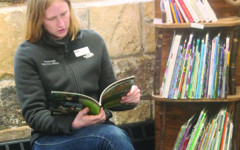Highlands Nature Center education specialist Paige Engelbrektsson gets ready for a Knee-High Naturalist class.