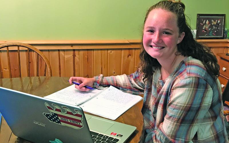 Jaylin Raby works on assignments virtually from Highlands while attending the NC School of Science and Mathematics in Raleigh.