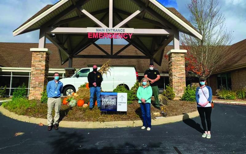 Officers from the Macon County Sheriff’s Office and Highlands Police Department joined Highlands-Cashiers Hospital staff for a drug take back day in October.