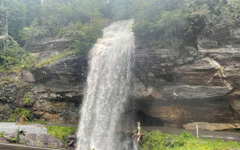 Photo by Dustin Hirschfeld A picture of Bridal Veil Falls during Tropical Storm Ida.