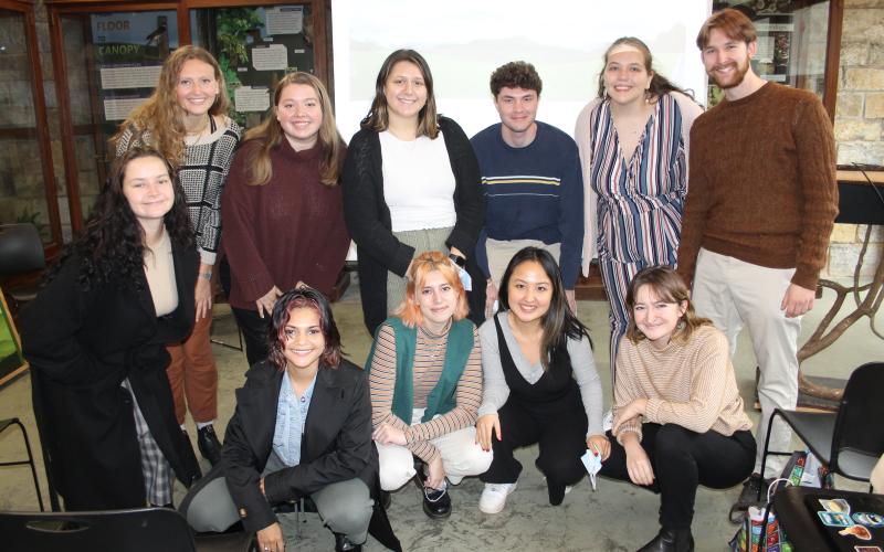 Photo by Christopher Lugo/Staff The group of 12 students includes Scout Allen, Gus Winkler, Rachel Maurnus, Noa Meiri, Hannah Obenaus, Daniela Zarate, Eva Kinney, Alex Hubbs, Vy Pham, Rachel Lopez, Grace Kinder and Chloe Hall.