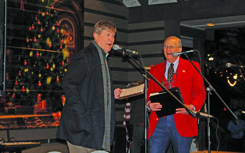 WHLC's Steve Day and Chuck Cooper on stage.