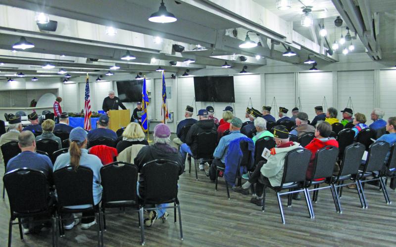 Photo by Christopher Lugo/Staff The crowd at the Wreaths Across America 2021 ceremony at the Highlands Community Building.
