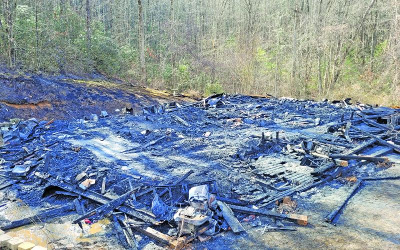 Photo by Megan Broome/The Clayton Tribune A morning structure fire at 736 Western Way in Rabun Gap on Jan. 13 resulted in two fatalities. The wood-frame house was destroyed.