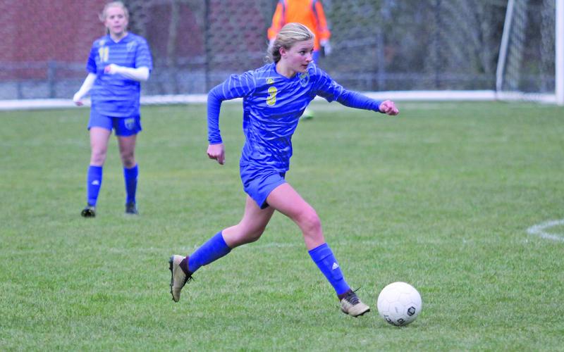 Photo by Christopher Lugo/Staff Highlands School junior Addie Westendorf had the first goal of the night against Rabun County on Friday.
