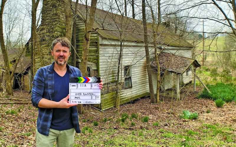 Submitted Photo Kyler Boudreau on the set of his first film “Rose and the Outlaw.”