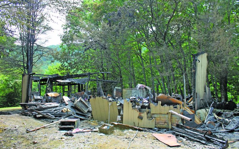 Photo by Christopher Lugo/Staff What is left of Mary Lee Simmon’s home after an explosion, Friday night.