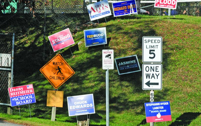 The Highlands Rec Center was covered with candidate signs during early voting and on Election Day.