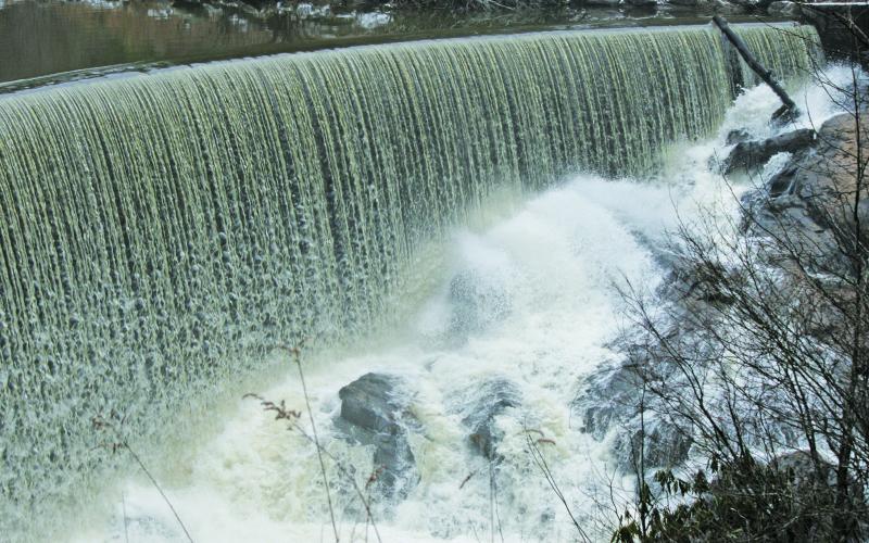 The water over Lake Sequoyah Dam, which was barely a trickle in November during severe drought conditions, was raging following more than four inches of rain in less than 12 hours on Tuesday.