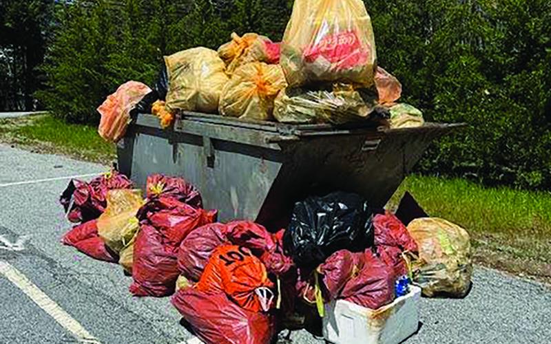 The Plateau Pickup collected so much litter and debris that the trash bags overflowed the dumpster at the collection site.