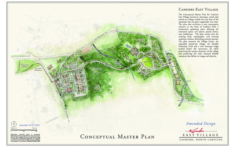 Pictured is the newly amended site plan for the Cashiers East Village project.