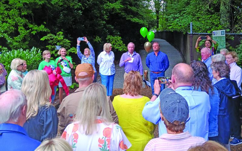 A large crowd turned out for the grand opening of the Thomas Taulbee memorial entrance as part of the Cashiers Greenway Ramble.