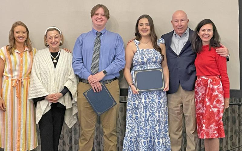 Pictured are the Summit Charter School Foundation representatives and student recipients of the Quick Trailblazer Scholarship, founded by benefactors Linda and Mark Quick.  Melissa Hudson, Summit Development Director, Linda Quick, Bradley Burnette, Christina McDonald, Mark Quick, and Sarah Jenning, Summit Foundation Board Chair.