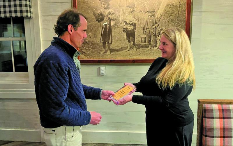 The Cashiers Chamber of Commerce handed out the Spirit of Community awards during a ceremony at Happ’s Place. Paul Robshaw  of Vision Cashiers received the “Evergreen Award.” Kurt Pusch, of Summit Charter School, was named “Educator of the Year.”