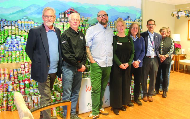 Highlands Cashiers Hospital donated a wall of nonperishable food items to local food banks in the aftermath of Hurricane Helene. Hospital CEO Ton Neal highlighted some of the hospital’s continuing initiatives for the Highlands Board of Commissioners on Thursday night.