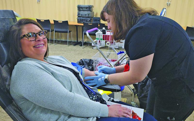 Kerri Tucker, executive assistant to the Jackson County Manager, organized and kicked off a blood drive for The Blood Connection. A total of 29 units of blood were collected during the event.