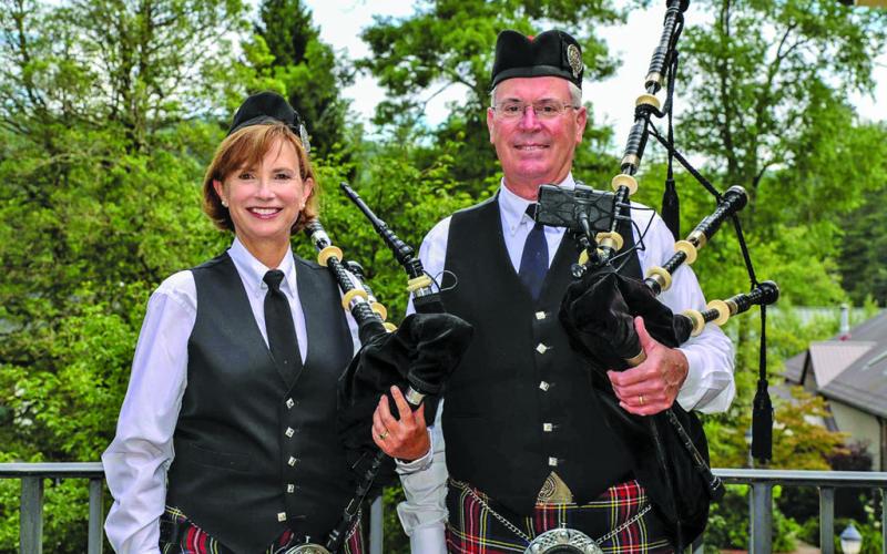 Musicians Margaret Tooke and Glenn Morris will bring the sounds of traditional bagpipes to locations around Highlands throughout the high-tourism season.