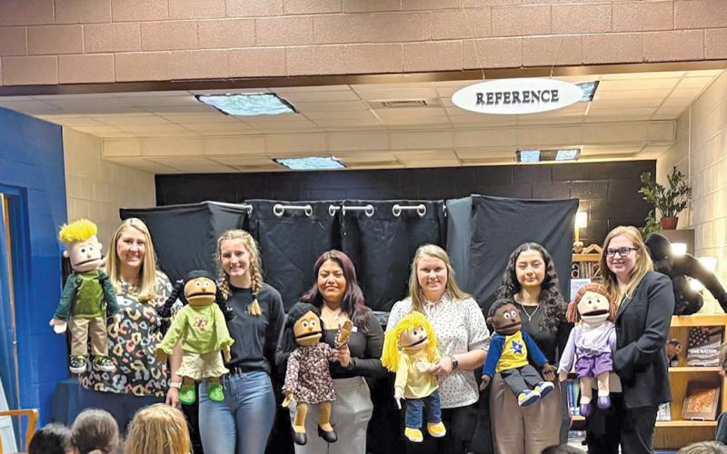 Many took part in the AWAKE child abuse prevention puppet shows held at elementary schools this year. (From L to R) Molly Boughman – senior mental health therapist, Celeste Young – forensic interviewer, Margarita Martinez-Lopez – bilingual victim advocate, Kristen Berry – senior forensic interviewer, Stephanie Cedillo – bilingual victim advocate, and Hannah Trammel – forensic interviewer.