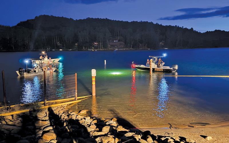 Rescue teams searched the waters of Lake Glenville until dark on Sunday night  |  Photo by Glenville-Cashiers Rescue Squad