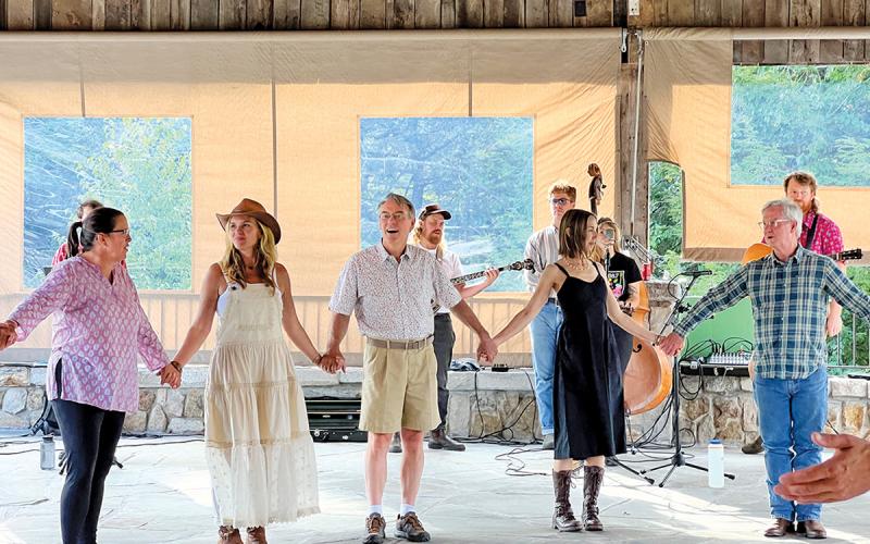 Participants enjoy a dance led by Old Time Country Dance Caller, Harrison Keeley during the 2024 Community Barn Dance.