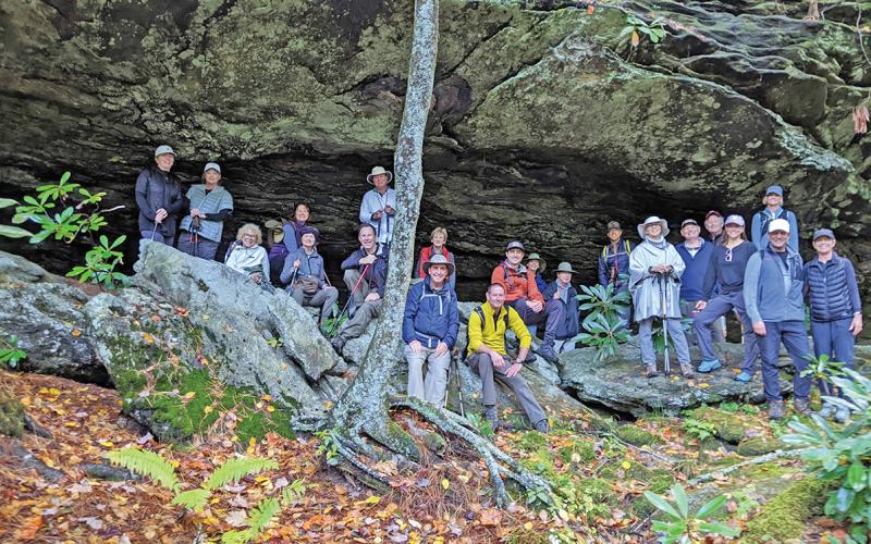 Kelsey Trail hikers at Garnet Rock in 2023.