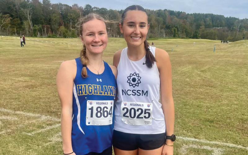 Cross Country runners Claire Worley and Nicole Taylor