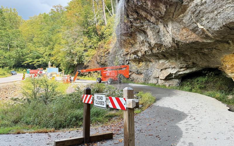 Contractors are preparing to shore up the road at Bridal Veil Falls.