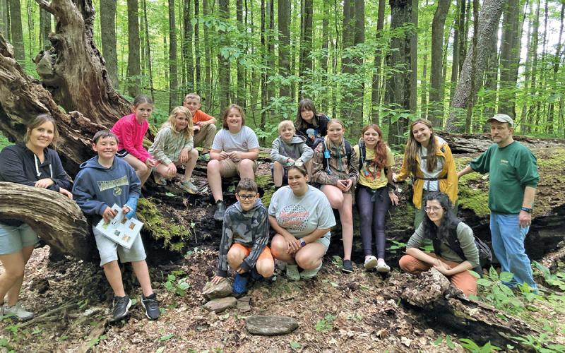Nantahala School students on a salamander walk near the Appalachian Trail.