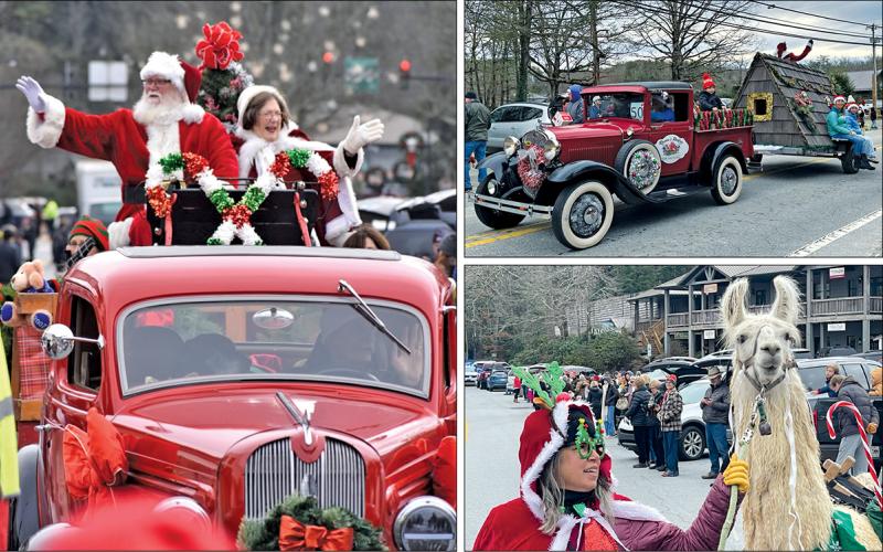 Santa and Mrs. Claus wave to the crowd as classic cars, floats and animals thrill the attendees at the Highlands and Cashiers Christmas Parades on Saturday, Dec. 6.  |  Photo courtesy of Highlands Chamber of Commerce/Visit Highlands NC and Highlander Staff