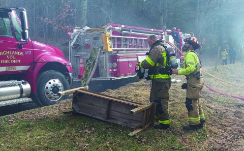 Firefighters from five different municipalities provided aid to Highlands Fire and Rescue during a Thursday Jan. 23 house fire on Buck Creek Rd.
