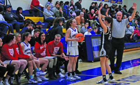 Highlands' Reese Schmitt looks to inbound the ball during a game against Robbinsville.