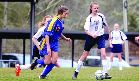 Striker Caitlin Tingen scored one goal in the Lady Highlanders’ 7-1 win over Summit Charter School.