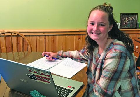 Jaylin Raby works on assignments virtually from Highlands while attending the NC School of Science and Mathematics in Raleigh.