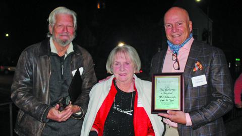 Local volunteer Matt Eberts, Mary Ann Cresswell with the Highlands Emergency Council and Richard Delaney with Old Edwards Hospitality Group were the three award winners honored by the Highlands Chamber of Commerce last week.