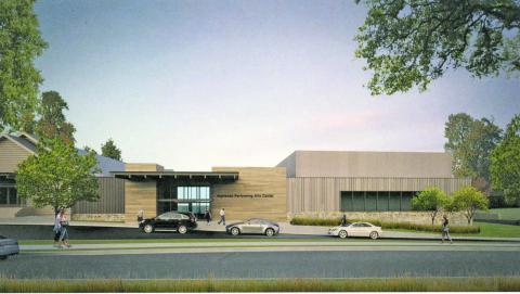 This artists rendering shows what the exterior of the Highlands Performing Arts Center will look like once a renovation and expansion project is completed at the Chestnut Street facility.