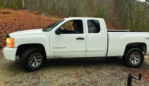 Highlands-Cashiers Land Trust stewardship coordinator Kyle Pursel heads to work in a new Chevrolet pickup provided by Dimmitt Chevrolet.