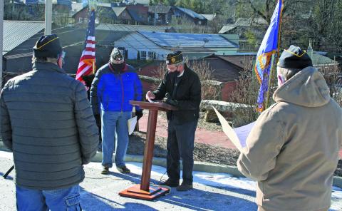 American Legion Post 370 commander Ed McCloskey and Highlands Mayor Patrick Taylor present a declaration designating Feb. 3 as “Four Chaplains Memorial Day” in Highlands.