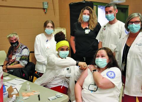 Students and faculty from Southwestern Community College did their part by volunteering to administer COVID-19 vaccinations at the Highlands Rec Center on Sunday.