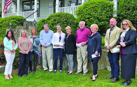 Highlands Chamber of Commerce Visit Highlands, NC Grant recipients for 2020-21 included Fallon Hovis, Bonnie Dayton, Sandy Carlton and Lee Garrett, President, Center for Life Enrichment; Jeannie Mullen and Sandie Trevathan, Highlands Playhouse; Steve Mehder, Highlands Motoring Festival; Mary Adair Trumbly, Highlands Performing Arts Center; Billy Love and Karin Peterson, The Bascom: A Center for the Visual Arts.