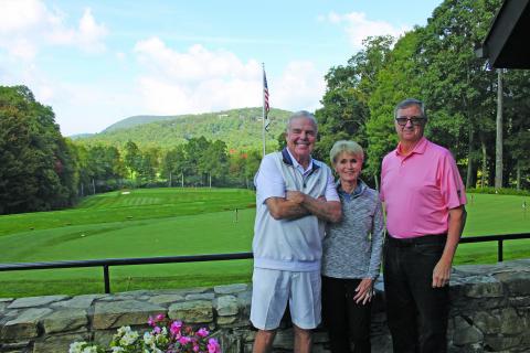 Photo by Christopher Smith/Staff Former Wildcat Cliffs presidents Geoff Nixon, Rosemary Milton and Tom Fuller stand in front of the club’s golf course. 