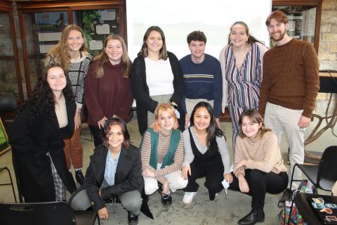 Photo by Christopher Lugo/Staff The group of 12 students includes Scout Allen, Gus Winkler, Rachel Maurnus, Noa Meiri, Hannah Obenaus, Daniela Zarate, Eva Kinney, Alex Hubbs, Vy Pham, Rachel Lopez, Grace Kinder and Chloe Hall. 